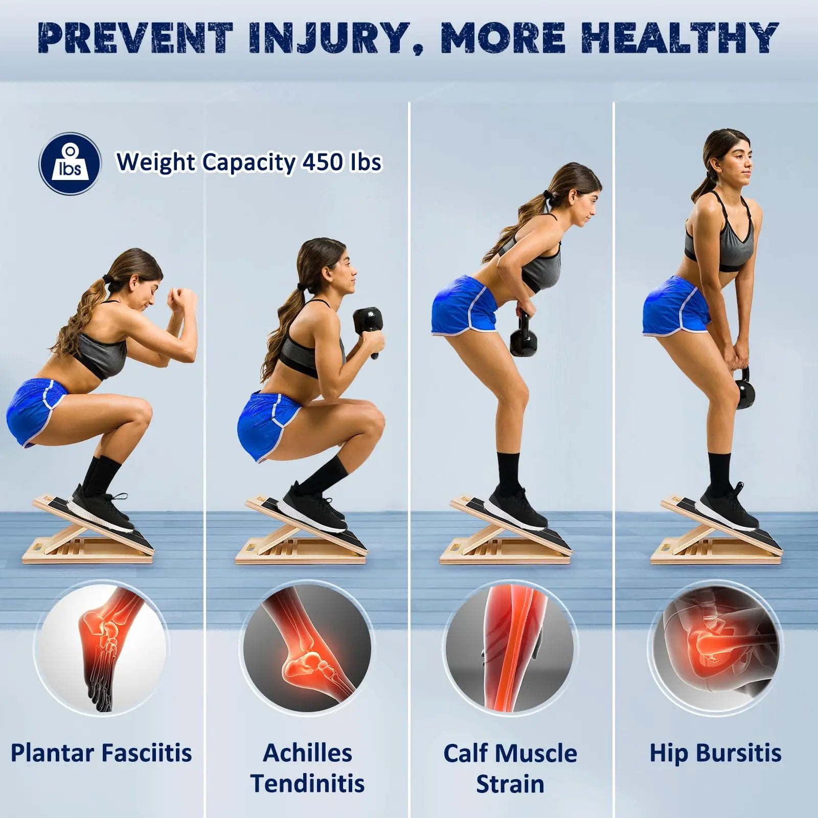 Slant Board Calf Stretcher for Squat Incline Stretch Board, Wood Wedge for Physical Therapy