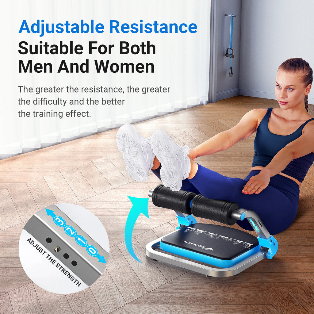 Ab Workout Machine with 3 Adjustable Resistance and Automatic Rebound, 330 LBS Weight Capacity