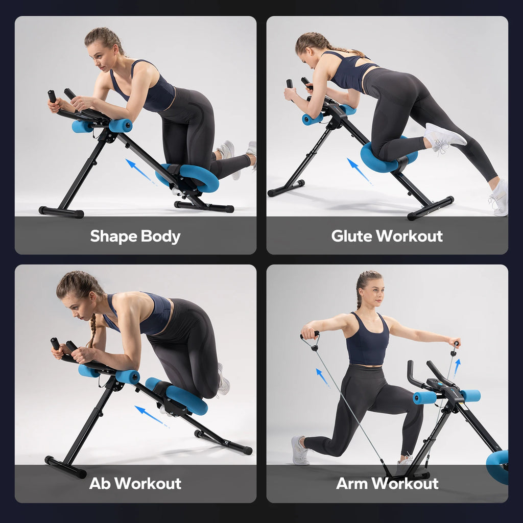 Adjustable Ab Machine Trainer, Foldable, Knee Protection, Abdominal Exercise, and Core strengthening