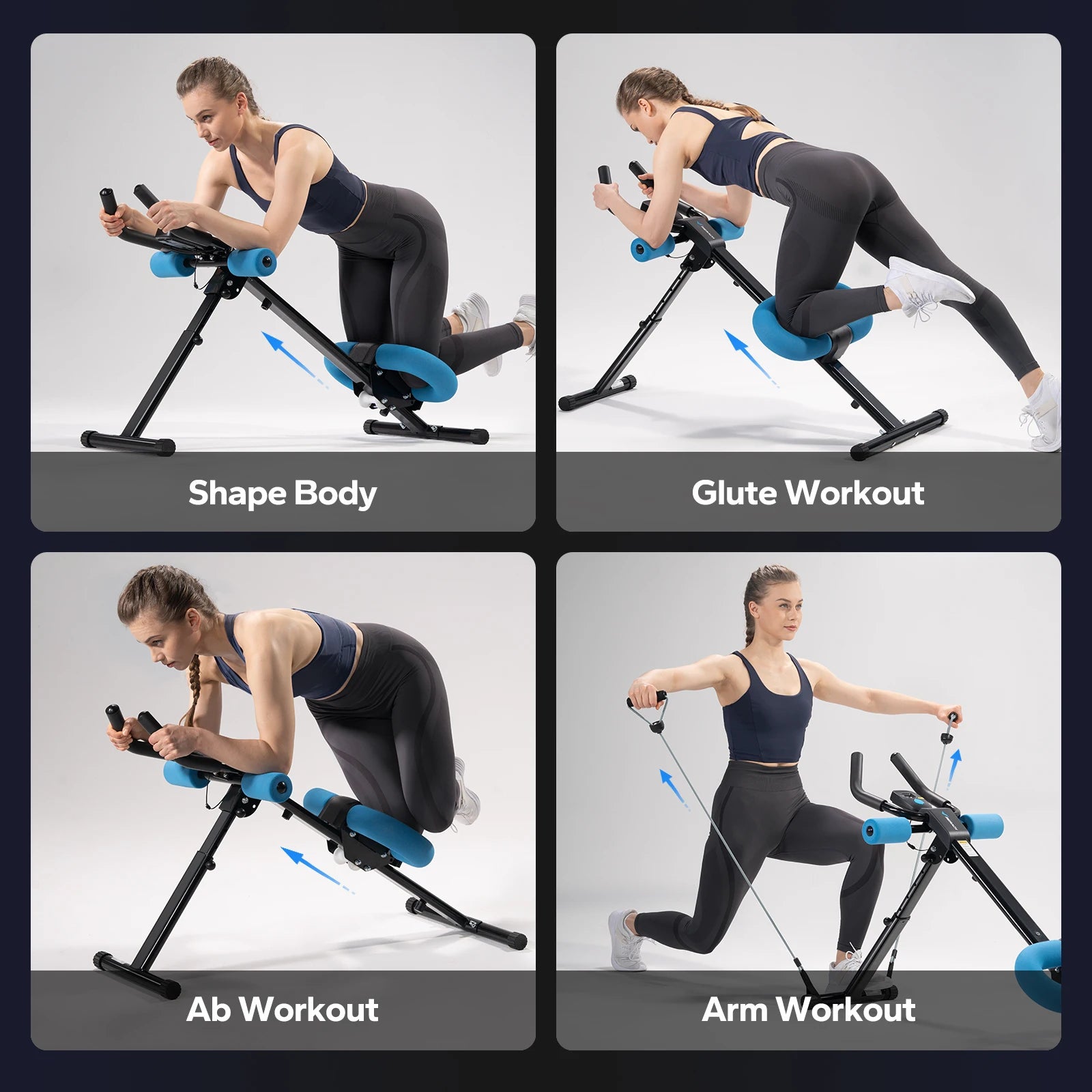 Adjustable Ab Machine Trainer, Foldable, Knee Protection, Abdominal Exercise, and Core strengthening