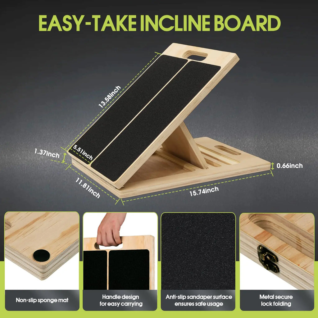 Slant Board Calf Stretcher for Squat Incline Stretch Board, Wood Wedge for Physical Therapy