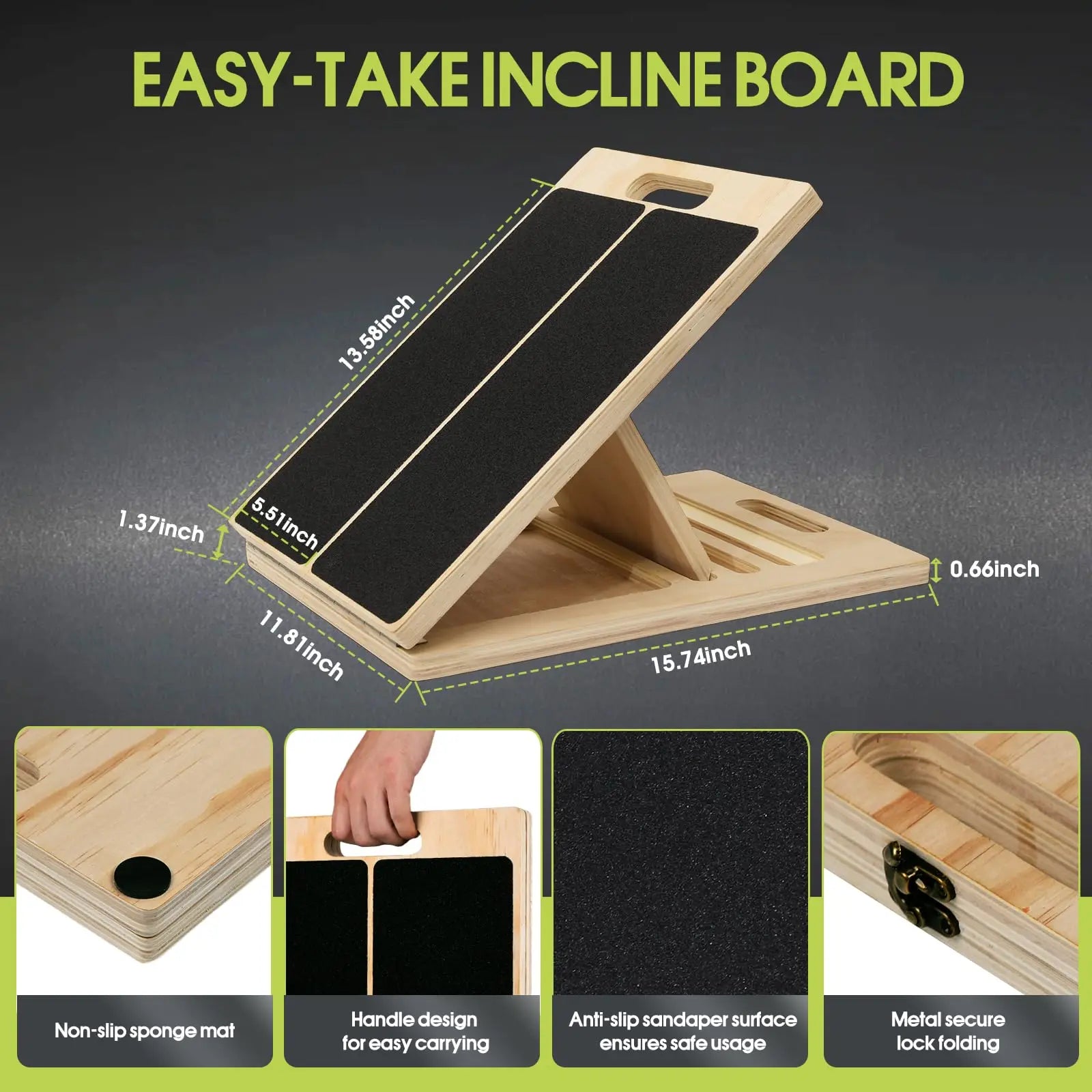 Slant Board Calf Stretcher for Squat Incline Stretch Board, Wood Wedge for Physical Therapy