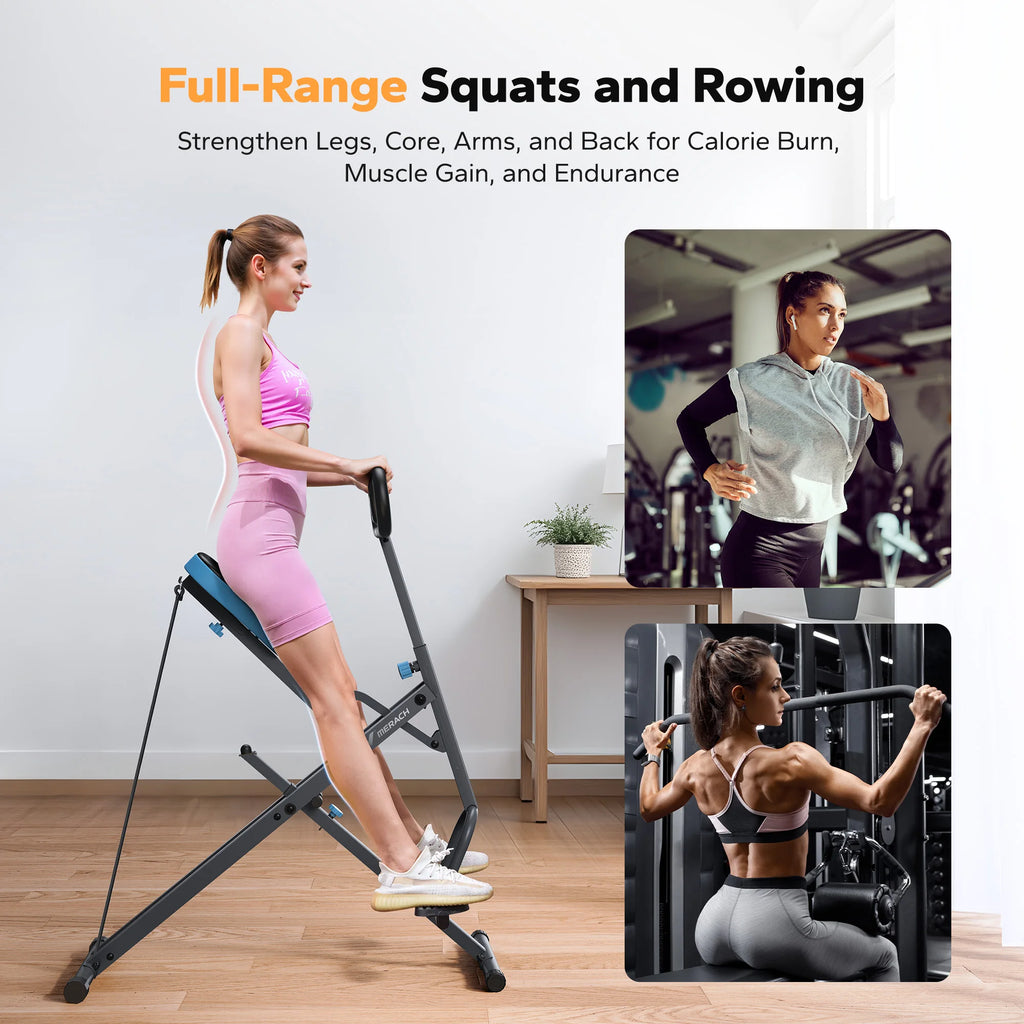MERACH R07 Squat Machine, 2in1 Squat Rowing Machine, Easy Setup, Foldable Exercise Equipment, Glute Trainer