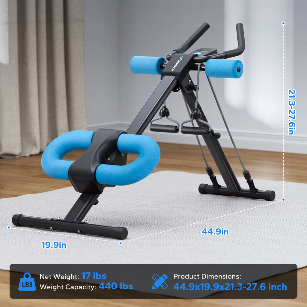 Adjustable Ab Machine Trainer, Foldable, Knee Protection, Abdominal Exercise, and Core strengthening