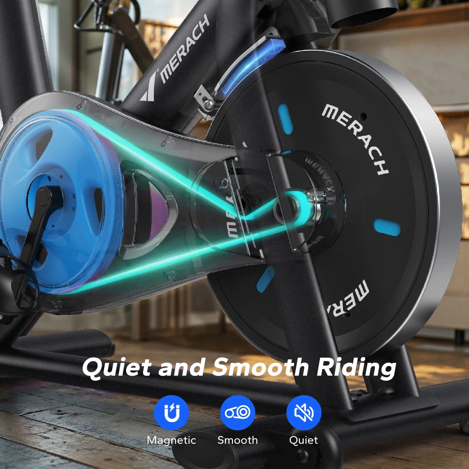 MERACH Exercise Bike, Brake Pad, Magnetic Stationary Bike with Exclusive App, Low Noise, Indoor Cycling Bike with Fitness Courses