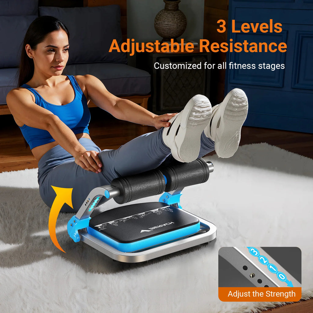 Ab Workout Machine with 3 Adjustable Resistance and Automatic Rebound, 330 LBS Weight Capacity