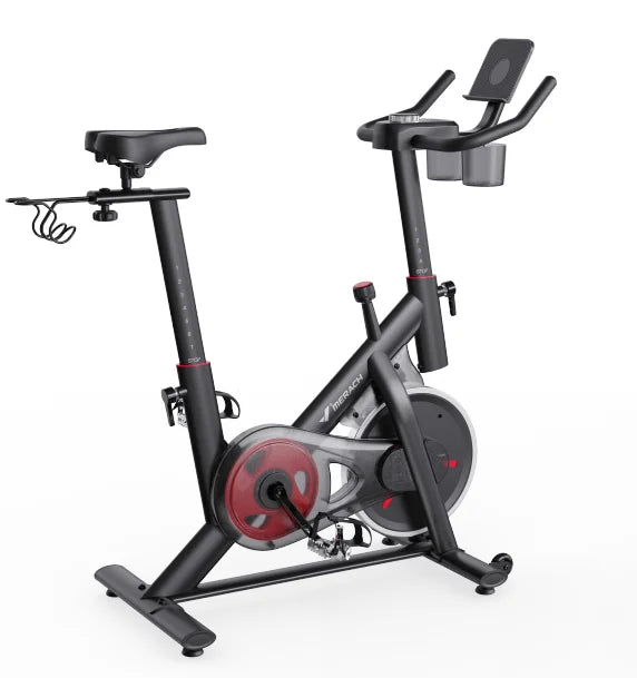 MERACH Exercise Bike, Brake Pad, Magnetic Stationary Bike with Exclusive App, Low Noise, Indoor Cycling Bike with Fitness Courses