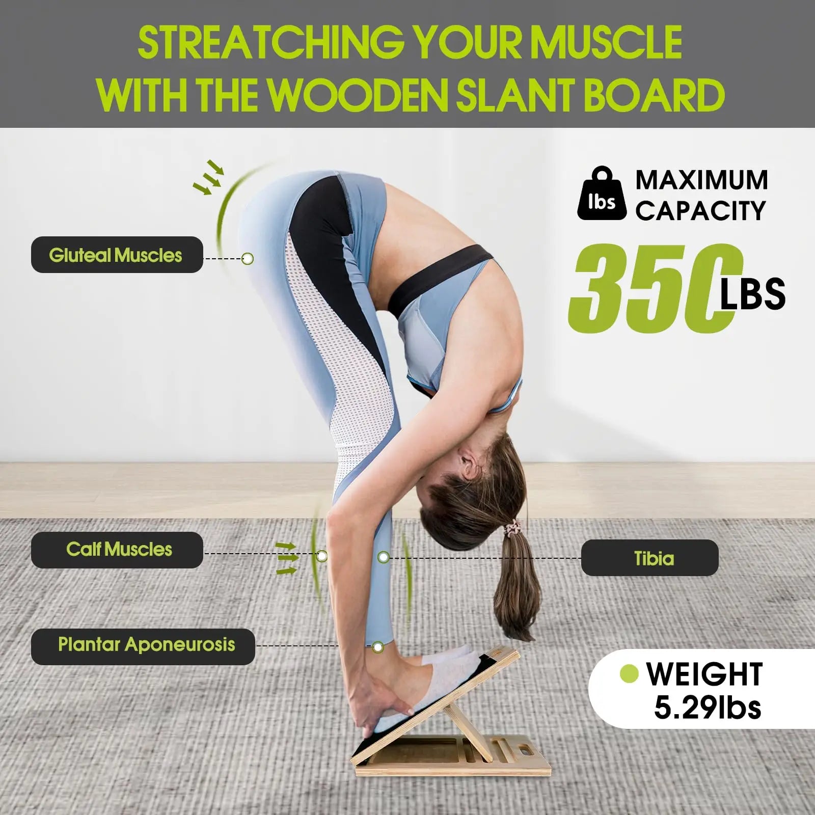 Slant Board Calf Stretcher for Squat Incline Stretch Board, Wood Wedge for Physical Therapy