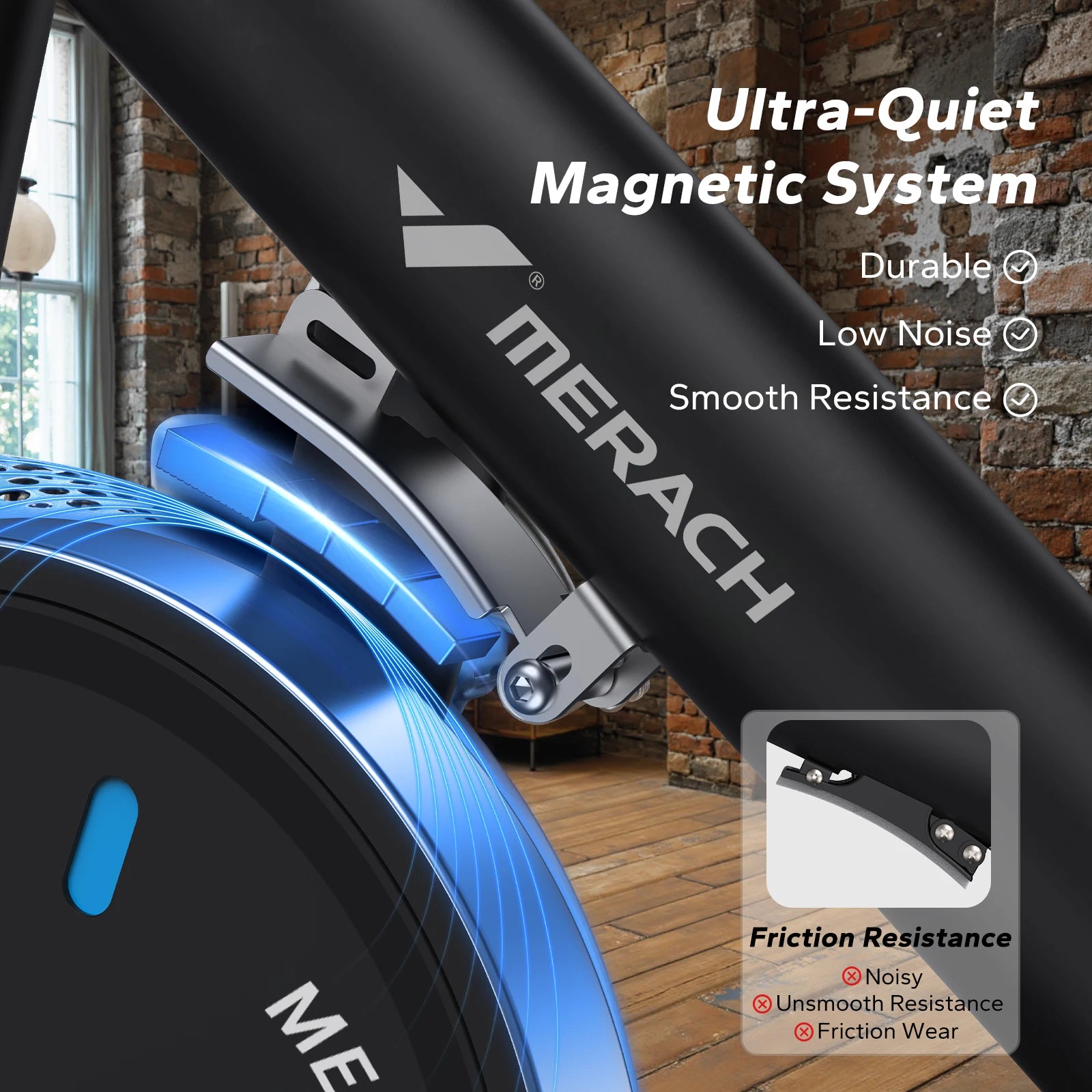 MERACH Exercise Bike, Brake Pad, Magnetic Stationary Bike with Exclusive App, Low Noise, Indoor Cycling Bike with Fitness Courses