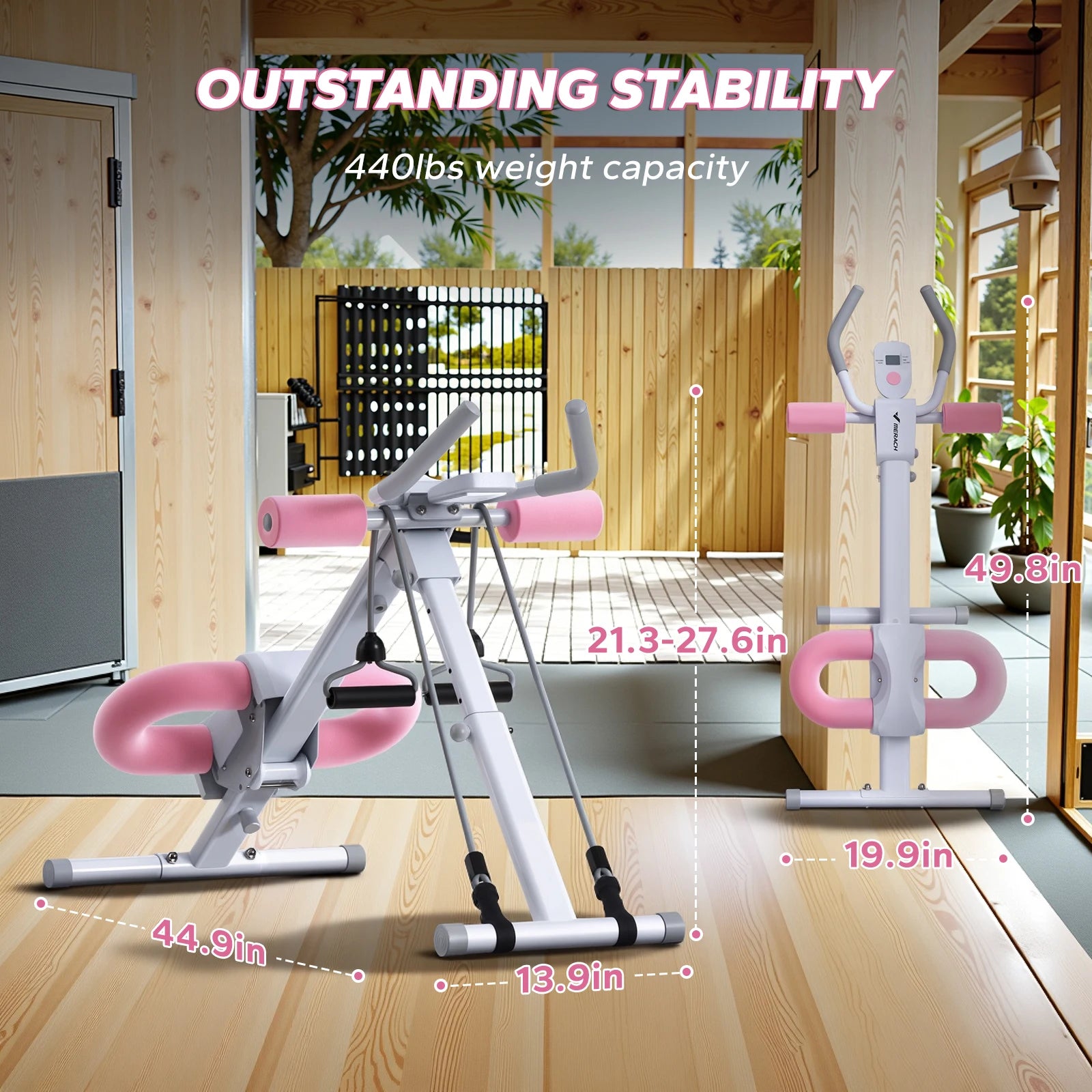 Adjustable Ab Machine Trainer, Foldable, Knee Protection, Abdominal Exercise, and Core strengthening