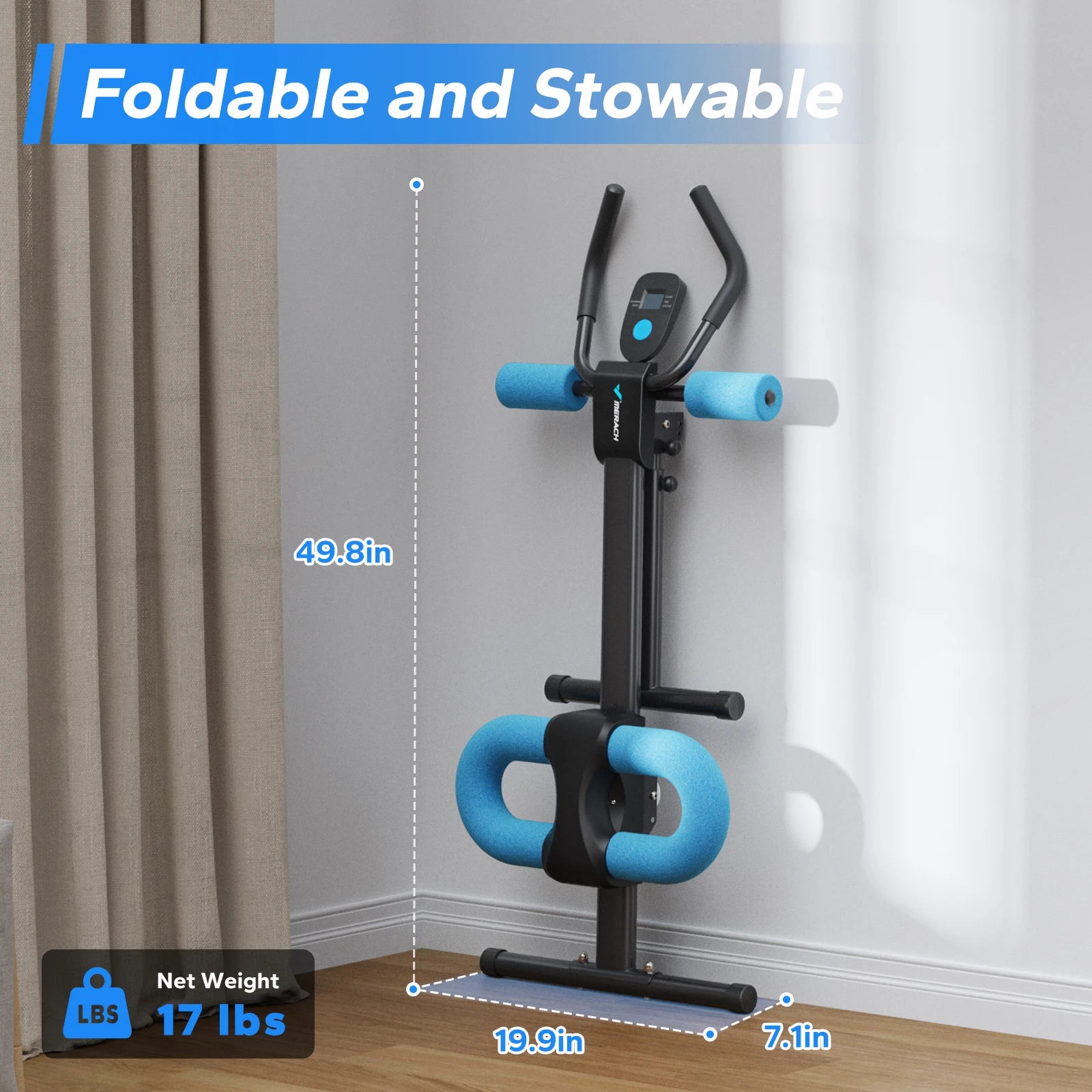 Adjustable Ab Machine Trainer, Foldable, Knee Protection, Abdominal Exercise, and Core strengthening