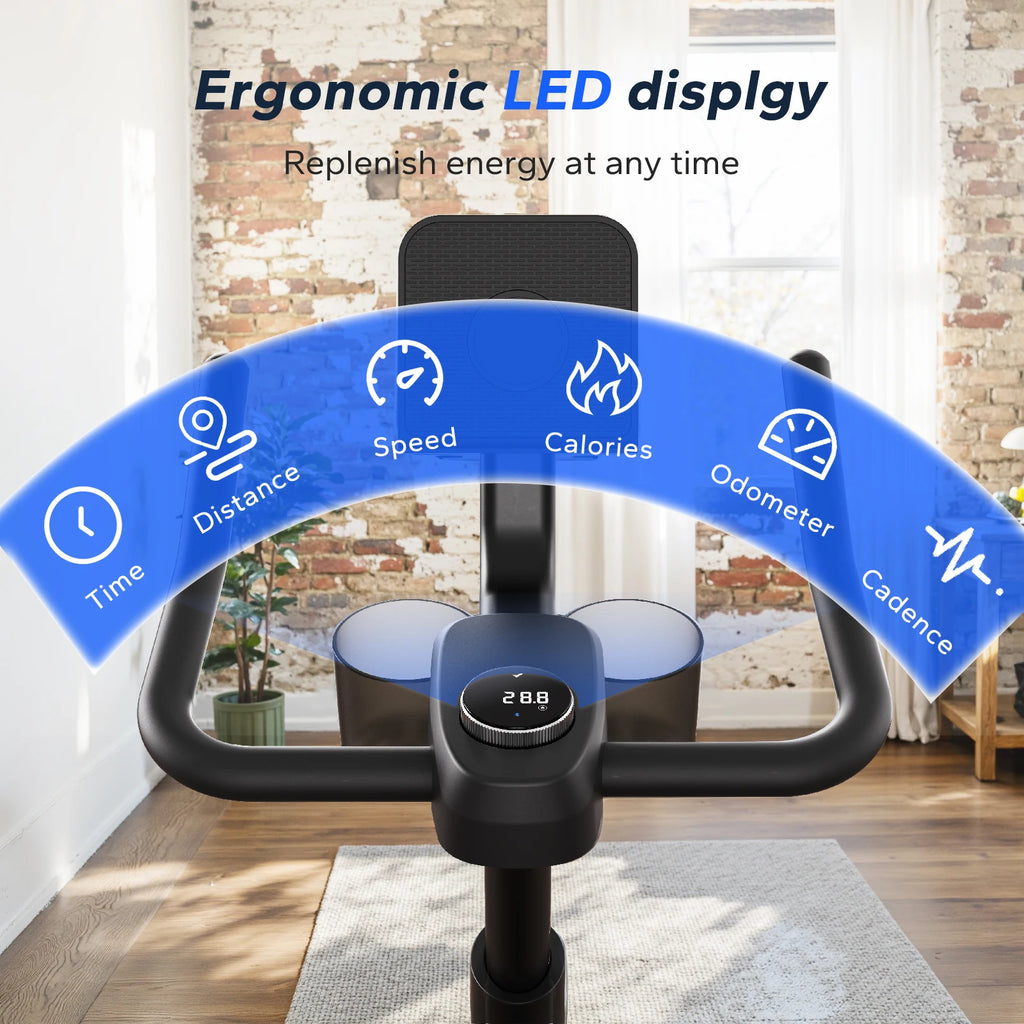 MERACH Exercise Bike, Brake Pad, Magnetic Stationary Bike with Exclusive App, Low Noise, Indoor Cycling Bike with Fitness Courses