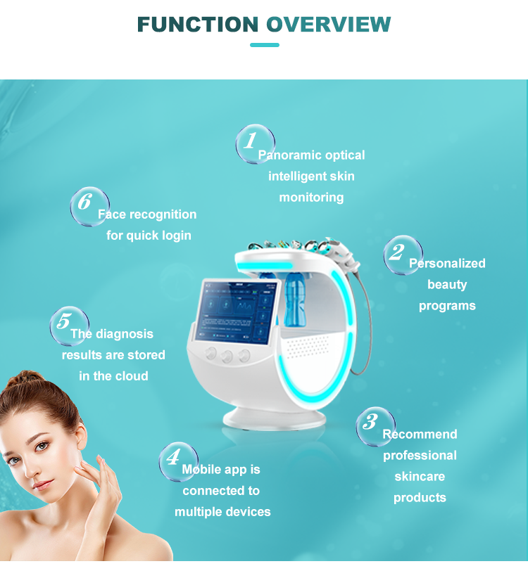 New 7 In 1 Smart Ice Blue Hydra Oxygen Facial, Skin Cleaning, Skin Analyzer, and Dermabrasion