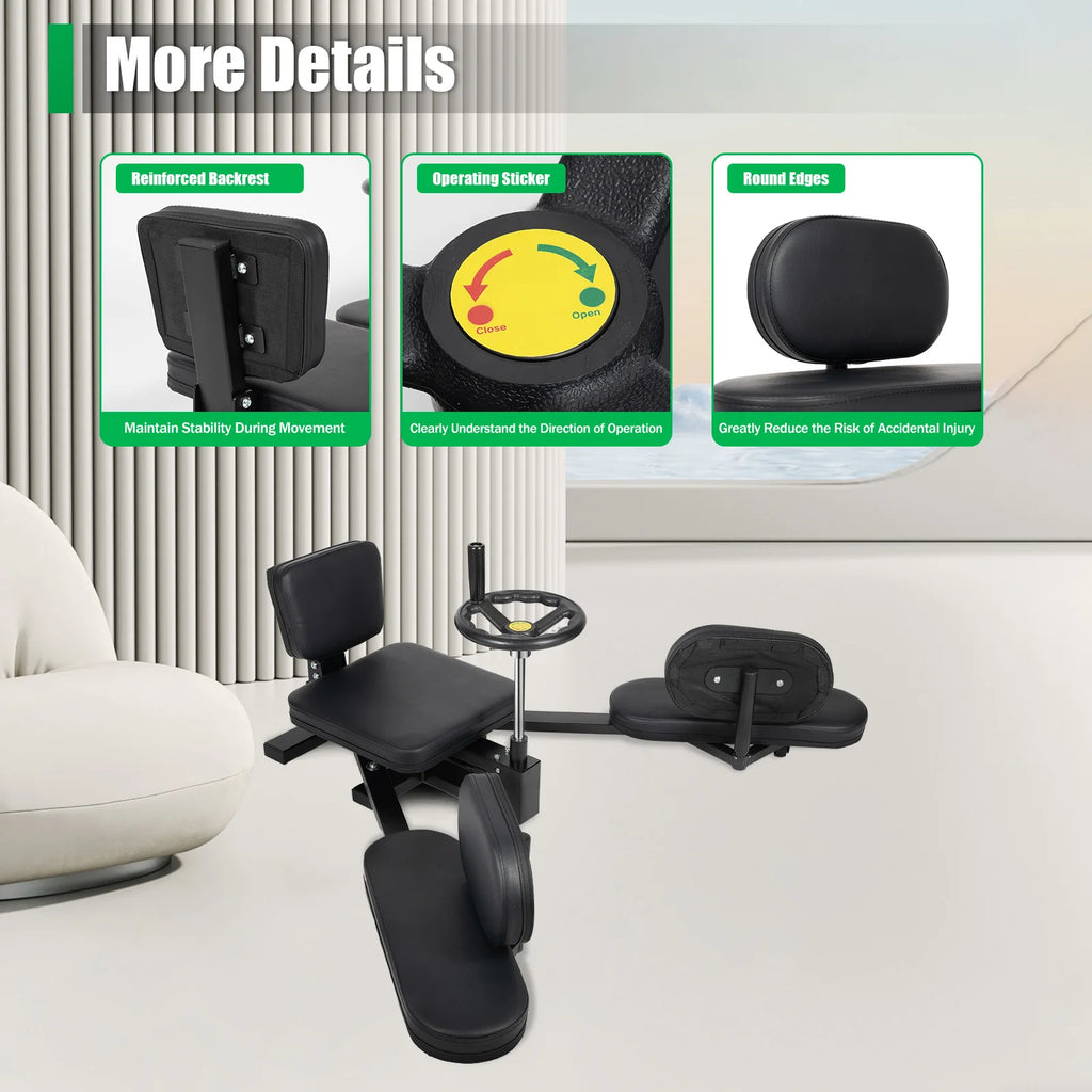 Leg Stretcher Machine 180° Split Trainer with Backrest, Silent Rollers for Home Gym and Yoga