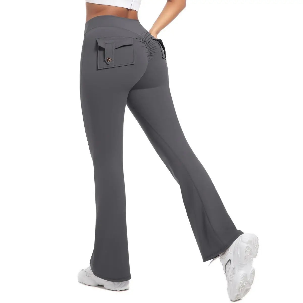 Women's Yoga Flare leggings, High-Waisted, Tummy-Control, Wide-Leg with Pockets