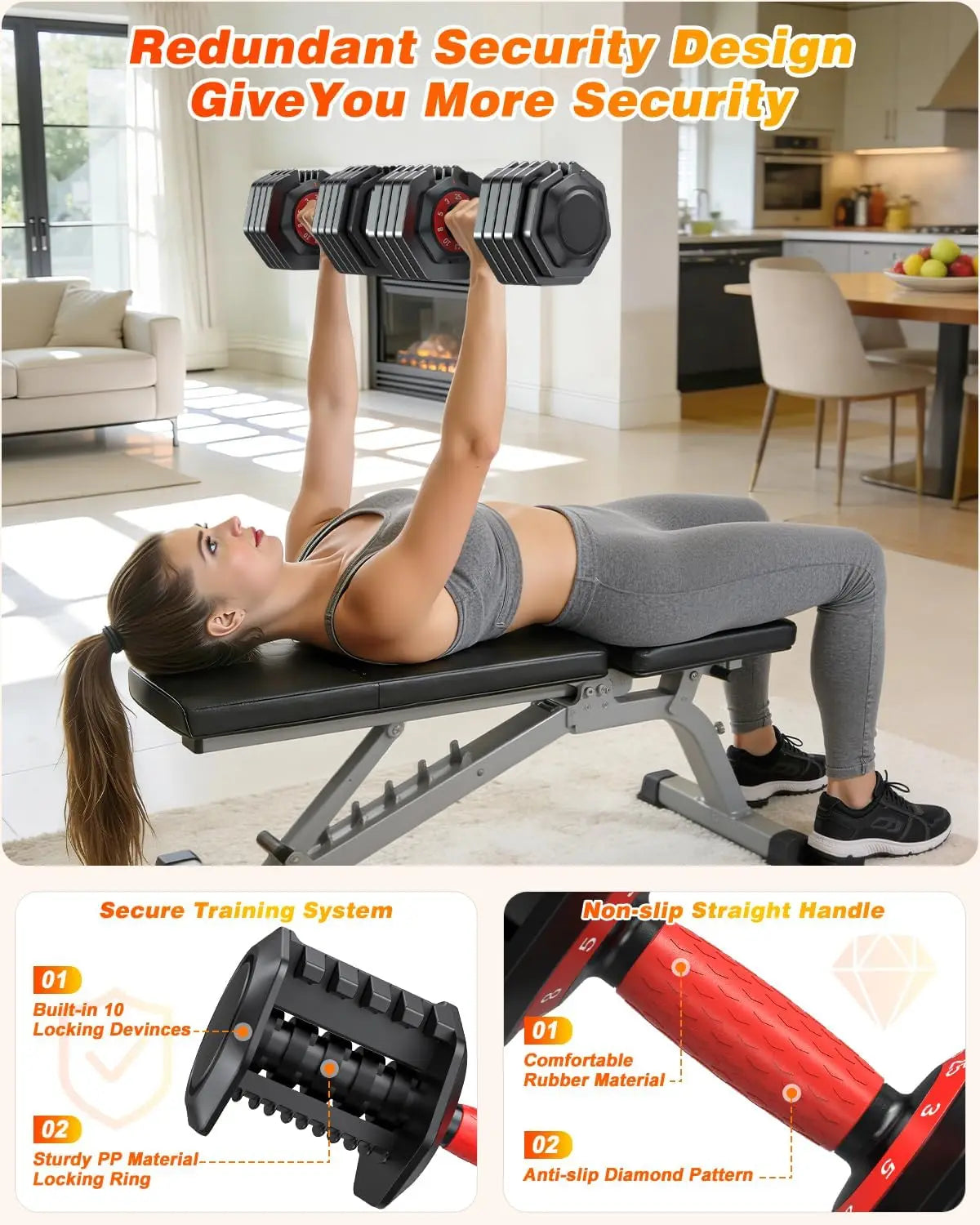 Fast Adjustable Weights for Home Gym, Compact Size with Anti-Slip Handle