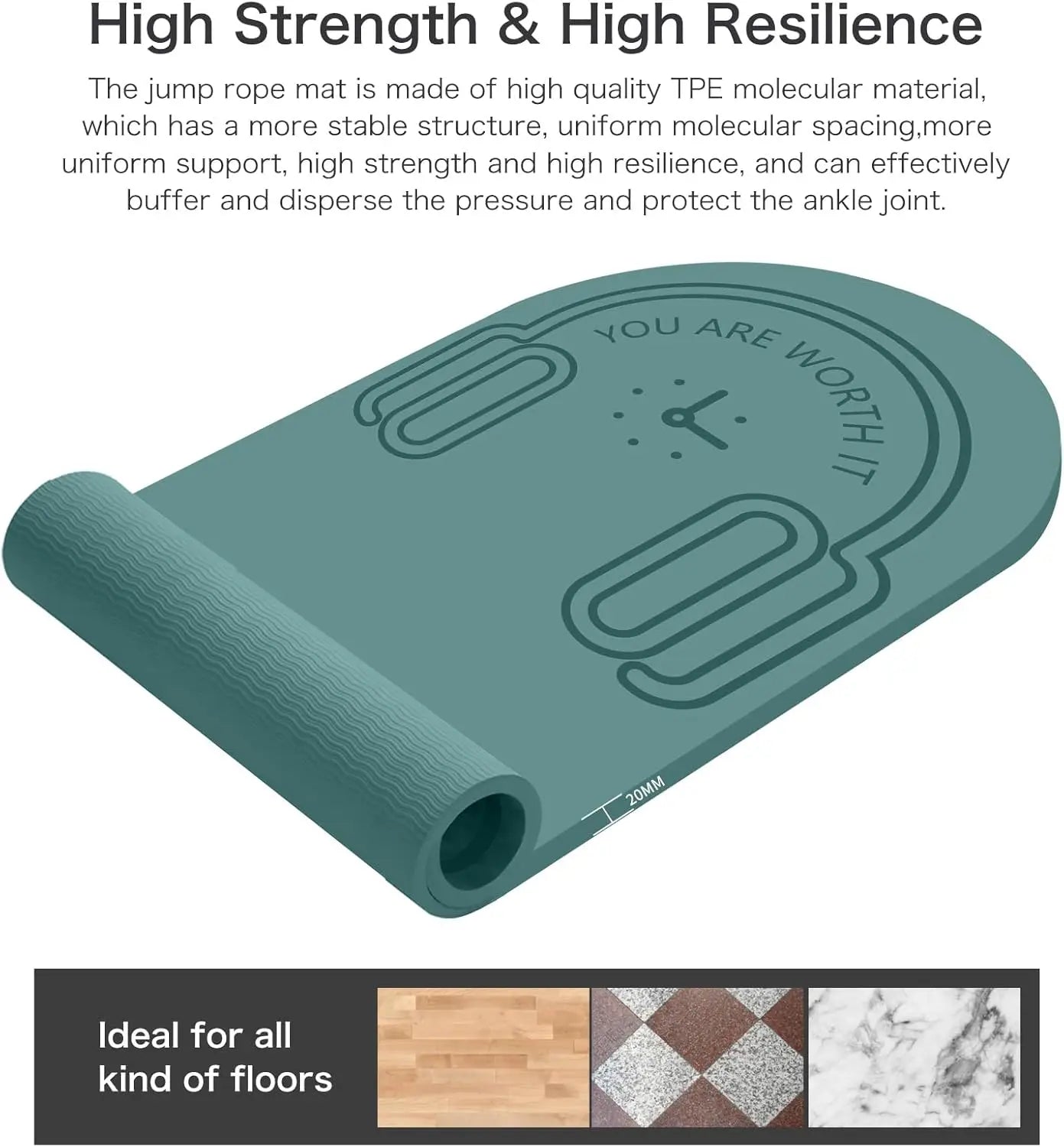Jump Rope Exercise Mat with Non-Slip Surface Including Carrying Bag and Rope for Home Gym