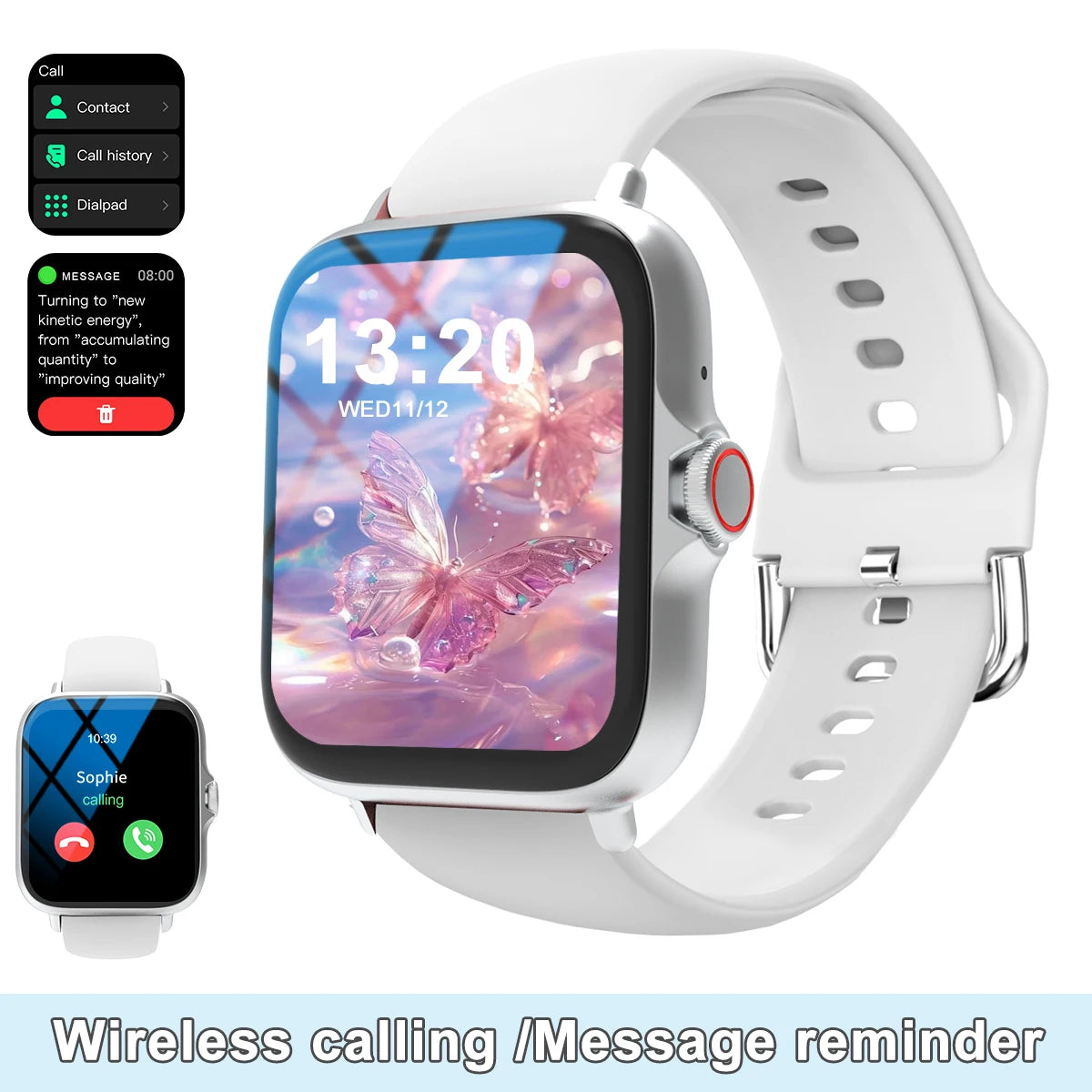 Smart watch with full touch screen, call, message reminder, music control and other functions, compatible with iPhone/android
