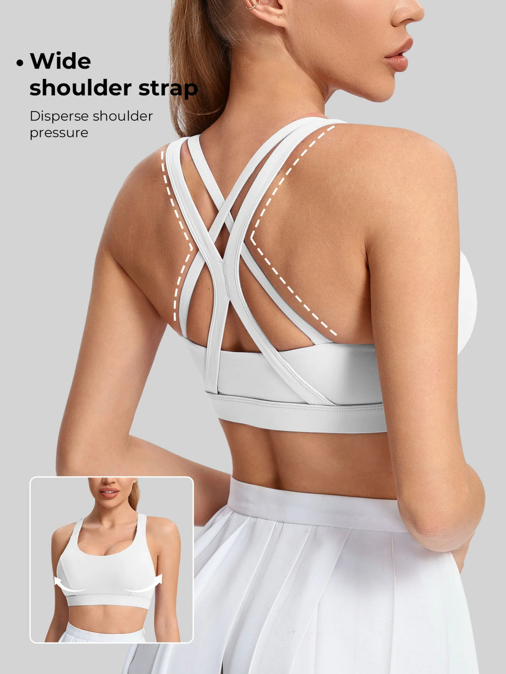 Ladies' yoga sports bra, back style, thin shoulder strap, sports vest, breathable nylon blended material