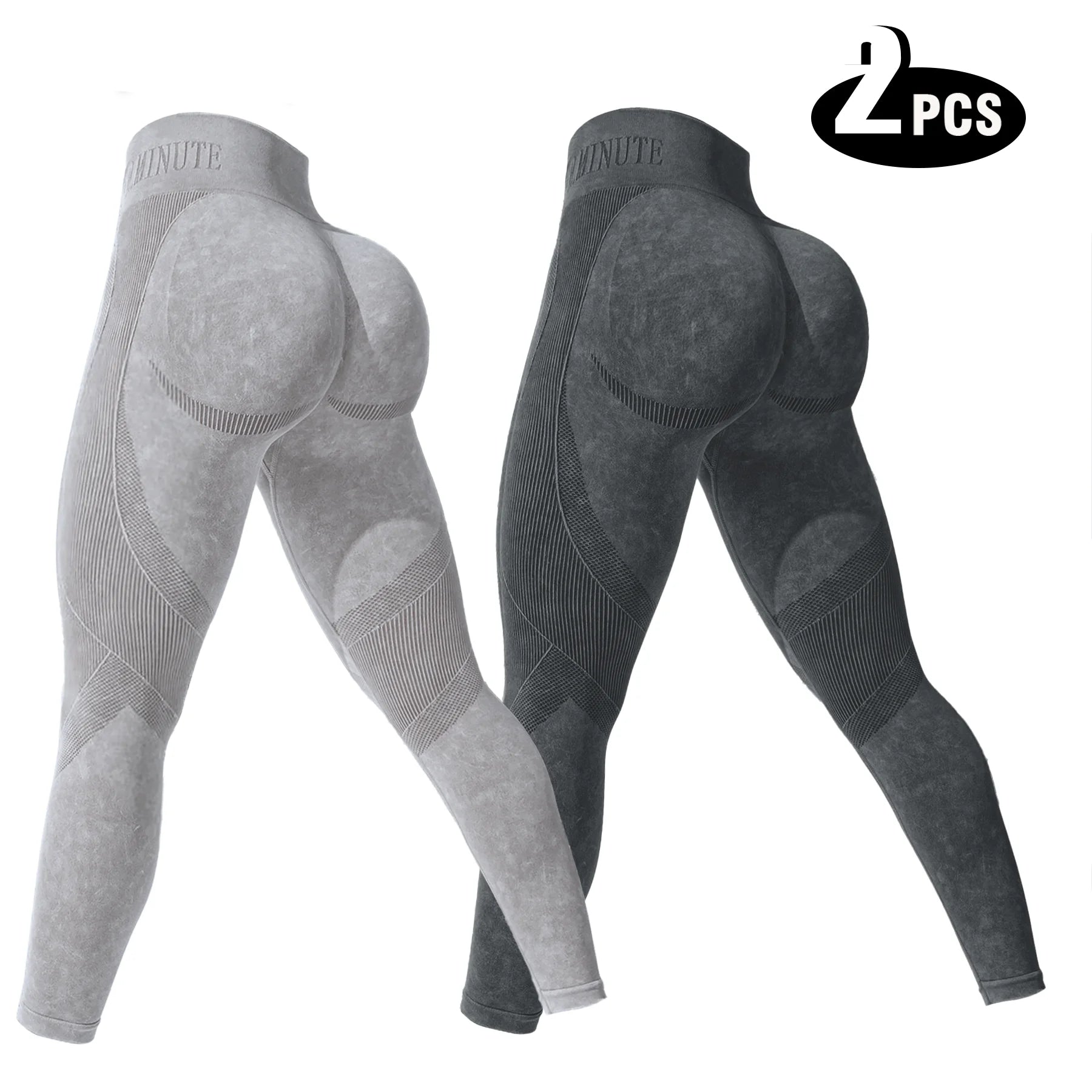 2 Pack Women's Fitness Yoga Leggings, High Waisted, Sexy, Butt Lifting, Seamless, Solid Color, and Breathable
