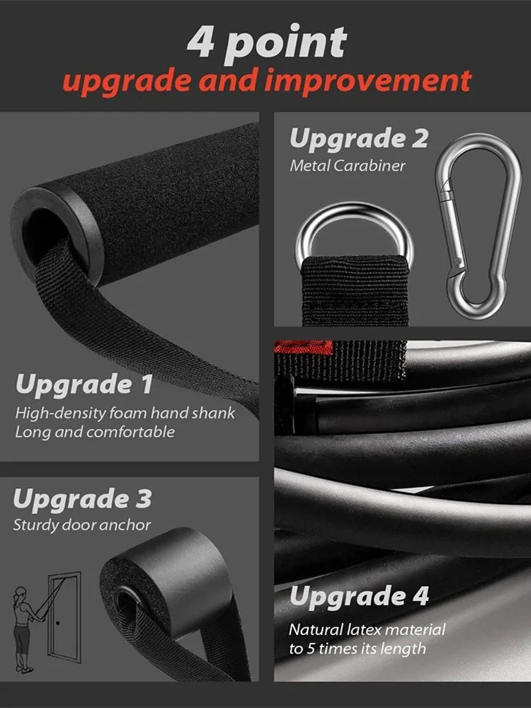 Resistance Bands Set, Exercise Bands With Door Anchor, Handles, Carry Bag, Legs Ankle Straps
