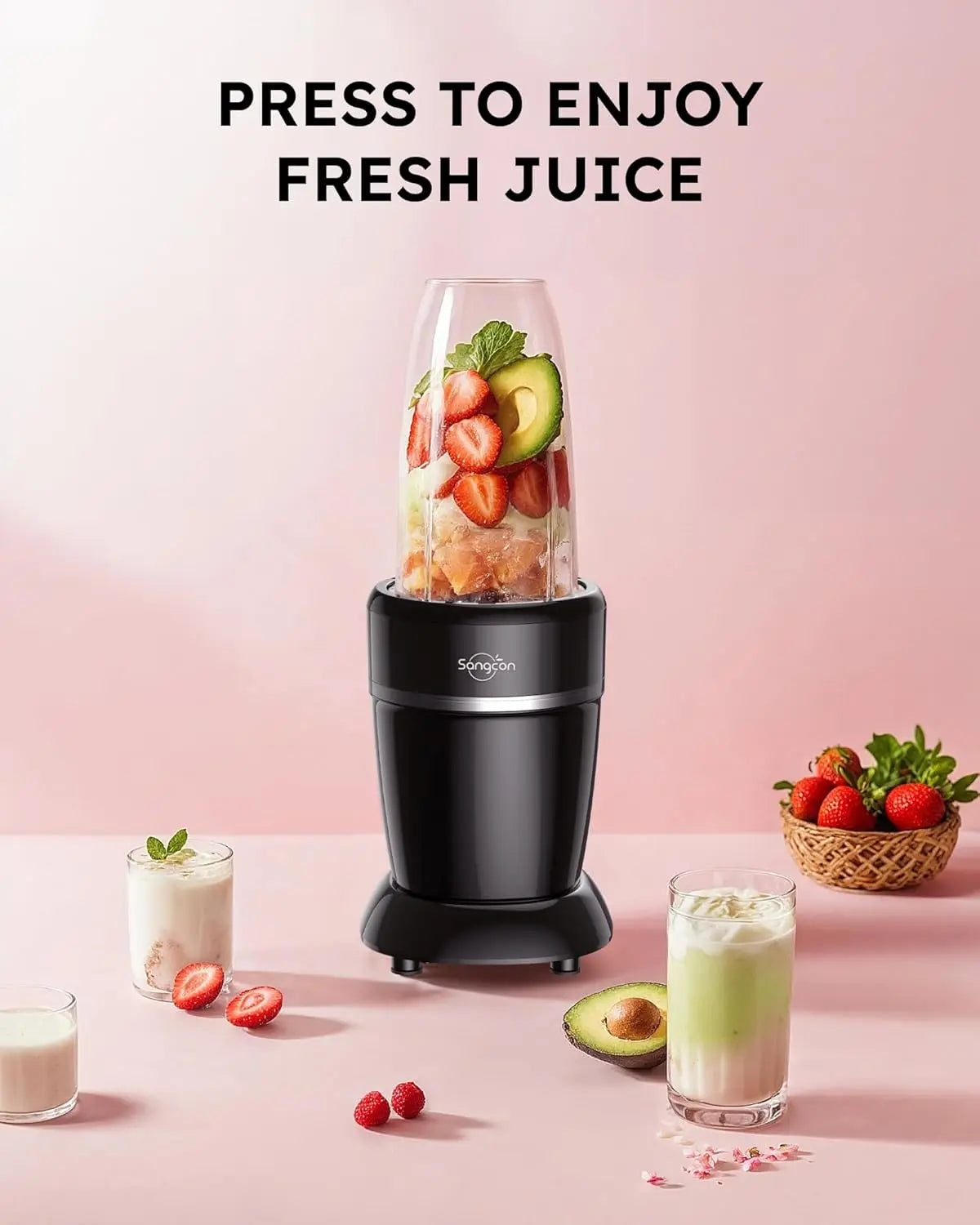 1000W Portable Smoothie Blender with 3 Cups, Ice Crushing, Travel-Friendly for Shakes and Drinks
