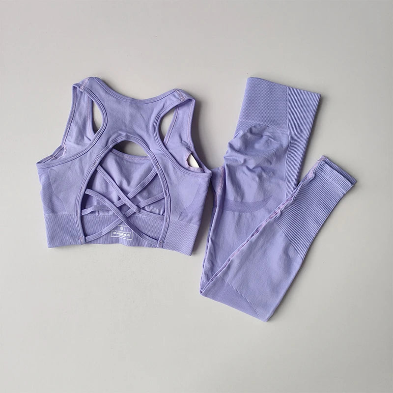 2PCS Women's Sports Bra Set, Professional Fitness Tank Top Bra, Shockproof, Running Leggings, and Yoga Suit