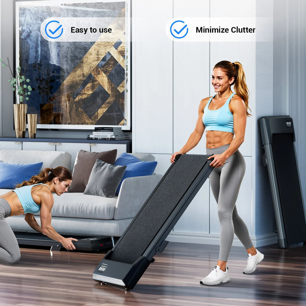 2.5 HP Foldable Under Desk Quiet Treadmill with Portable Remote Control LED Display, 300LBS Exercise Walkingpad, 6% incline