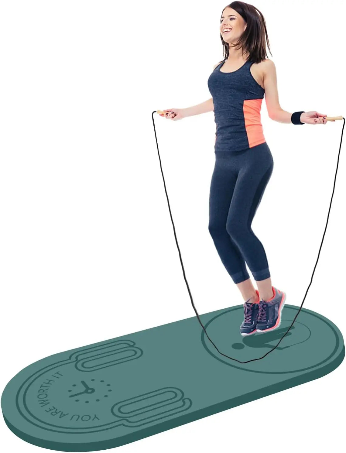 Jump Rope Exercise Mat with Non-Slip Surface Including Carrying Bag and Rope for Home Gym