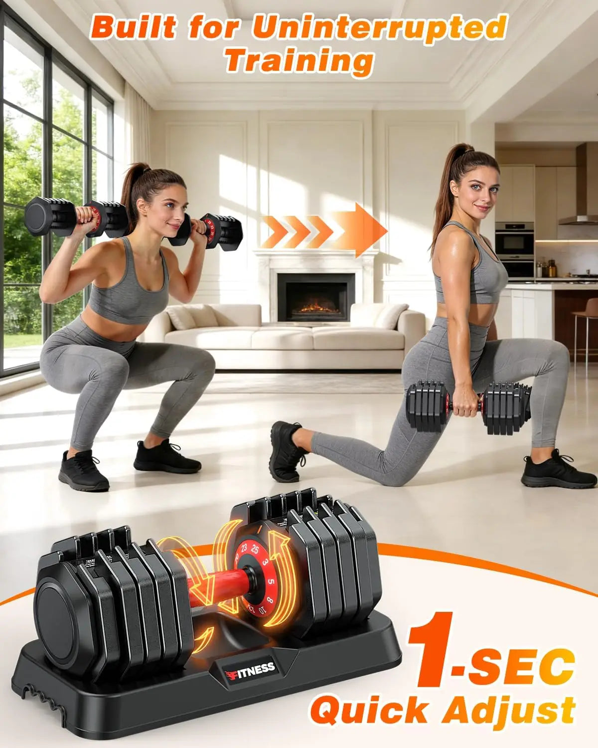Fast Adjustable Weights for Home Gym, Compact Size with Anti-Slip Handle