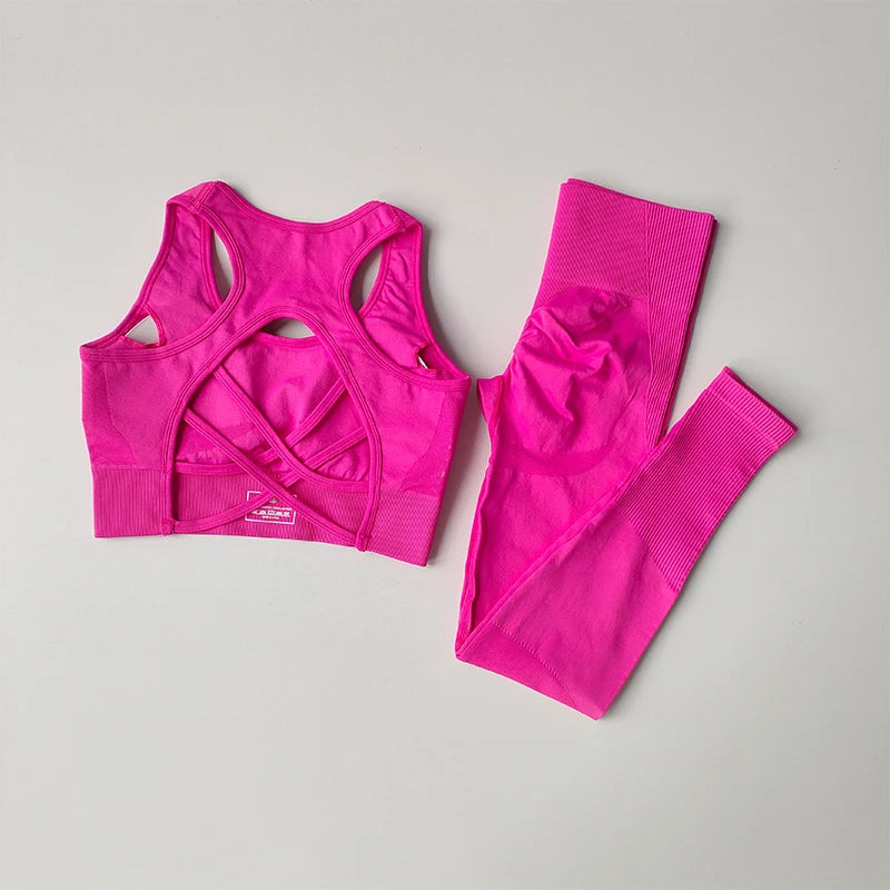 2PCS Women's Sports Bra Set, Professional Fitness Tank Top Bra, Shockproof, Running Leggings, and Yoga Suit