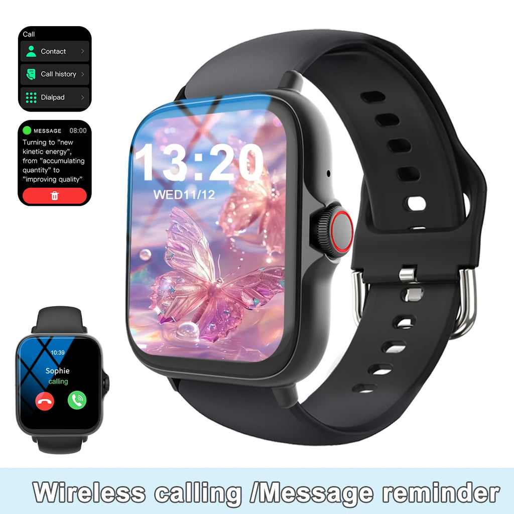 Smart watch with full touch screen, call, message reminder, music control and other functions, compatible with iPhone/android