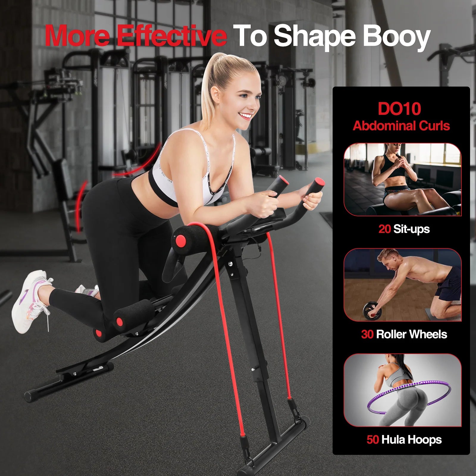 GIKPAL Foldable Ab Machine, Ab Workout Equipment for Home Gym, Core & Abdominal Trainer, Fitness Equipment, Max 440lbs LCD Display