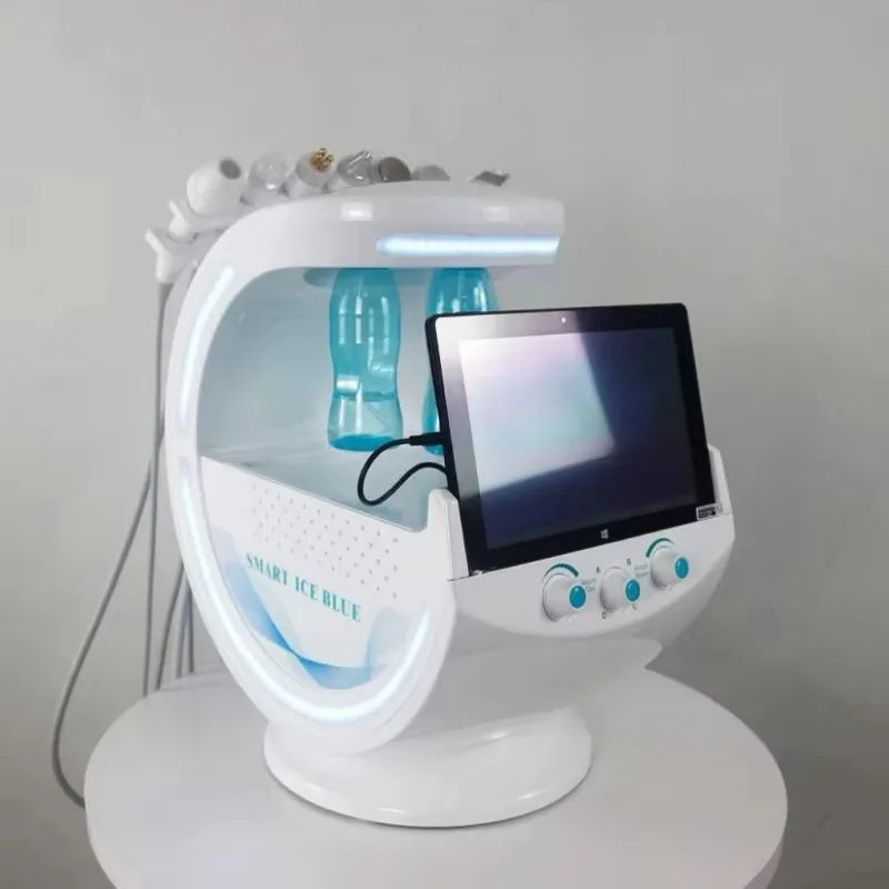 New 7 In 1 Smart Ice Blue Hydra Oxygen Facial, Skin Cleaning, Skin Analyzer, and Dermabrasion