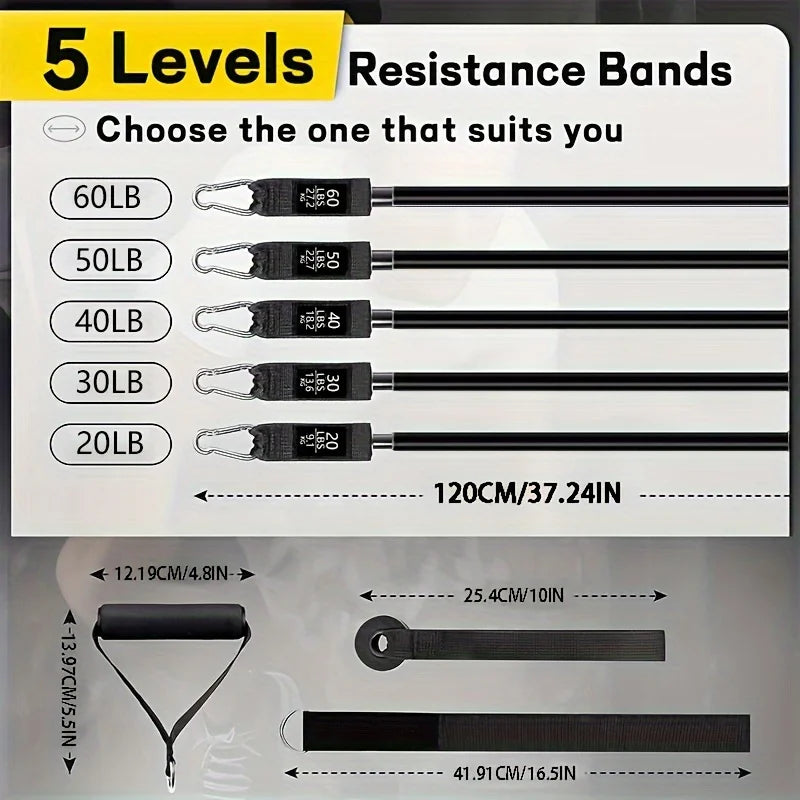 Resistance Bands Set, Exercise Bands With Door Anchor, Handles, Carry Bag, Legs Ankle Straps