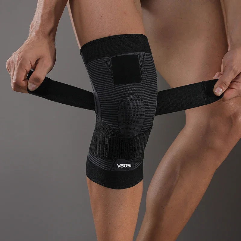 1 Pc Elastic Breathable Knee Support Sleeve with Adjustable Straps
