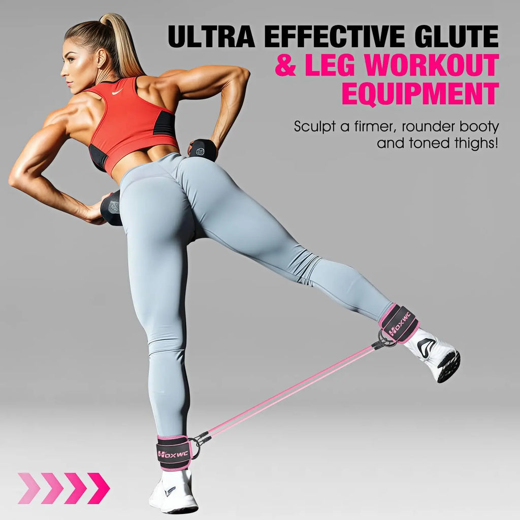 Ankle Resistance Bands with Cuffs for Leg and Booty Workouts, Adjustable Fitness Equipment