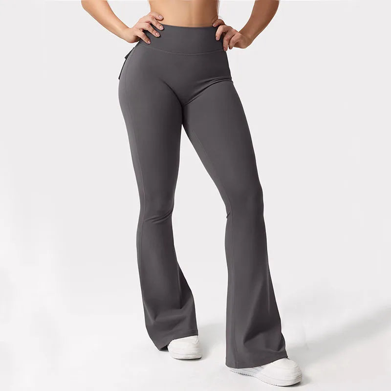 Women's Yoga Flare leggings, High-Waisted, Tummy-Control, Wide-Leg with Pockets