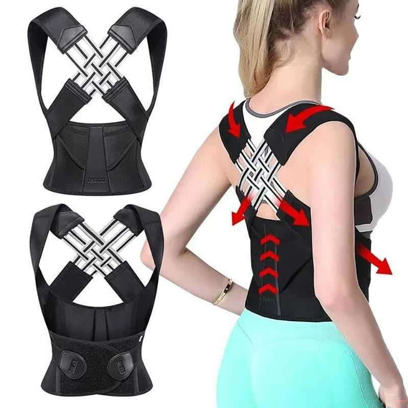 Adjustable Full Back Brace Posture Support, Shoulder Corrector for Women and Men