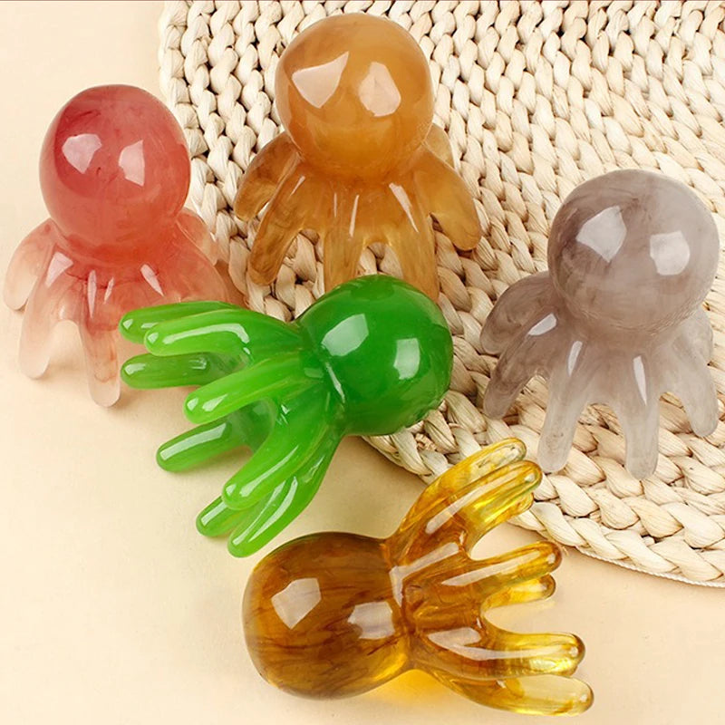 1PCS resin octopus scraping tool for facial and body use, muscle relaxation, stress relief, and health care
