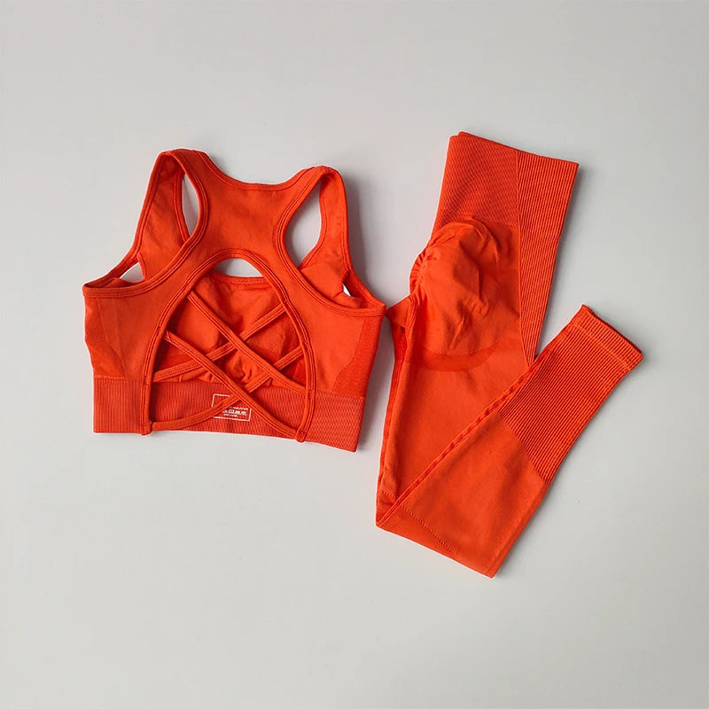 2PCS Women's Sports Bra Set, Professional Fitness Tank Top Bra, Shockproof, Running Leggings, and Yoga Suit