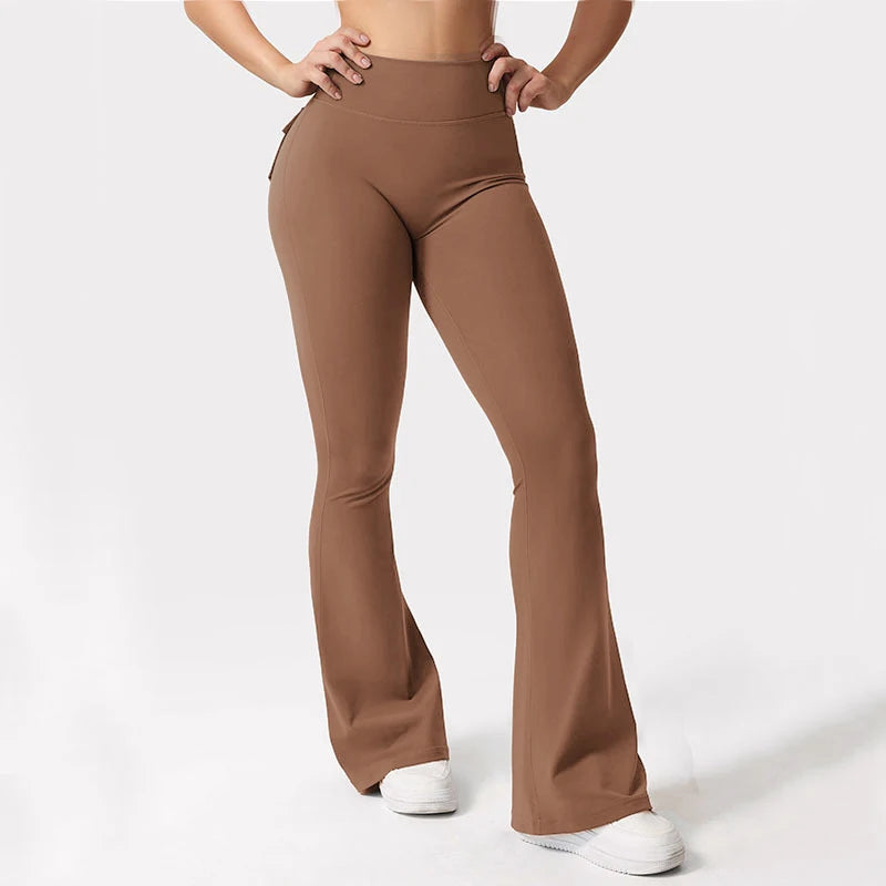 Women's Yoga Flare leggings, High-Waisted, Tummy-Control, Wide-Leg with Pockets