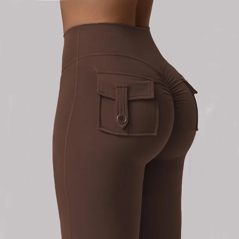 Women's Yoga Flare leggings, High-Waisted, Tummy-Control, Wide-Leg with Pockets