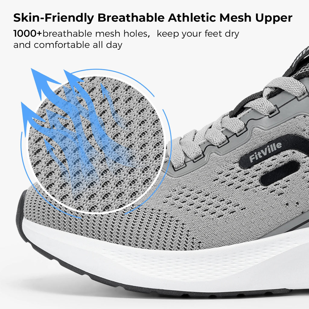 FitVille Mens Sport Running Shoes, Breathable, Lightweight Sneakers, Wide, Athletic Training Footwear