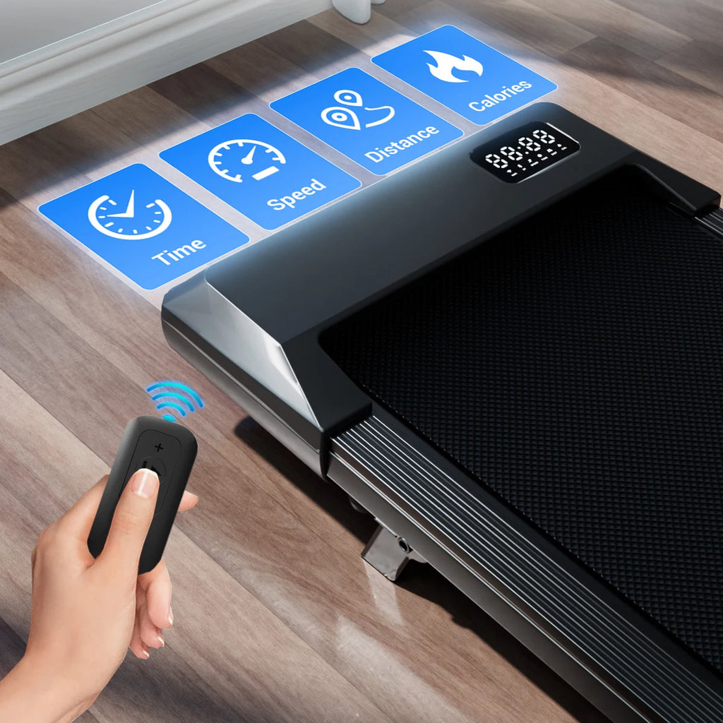 2.5 HP Foldable Under Desk Quiet Treadmill with Portable Remote Control LED Display, 300LBS Exercise Walkingpad, 6% incline