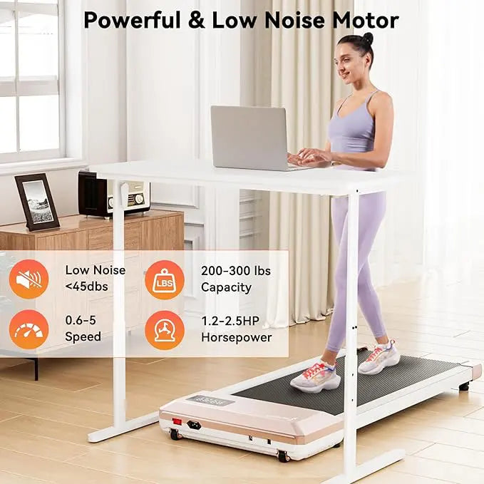 2-in-1 Home/Office 2.5 HP Walking Treadmill, for Small Spaces with APP & Remote Control