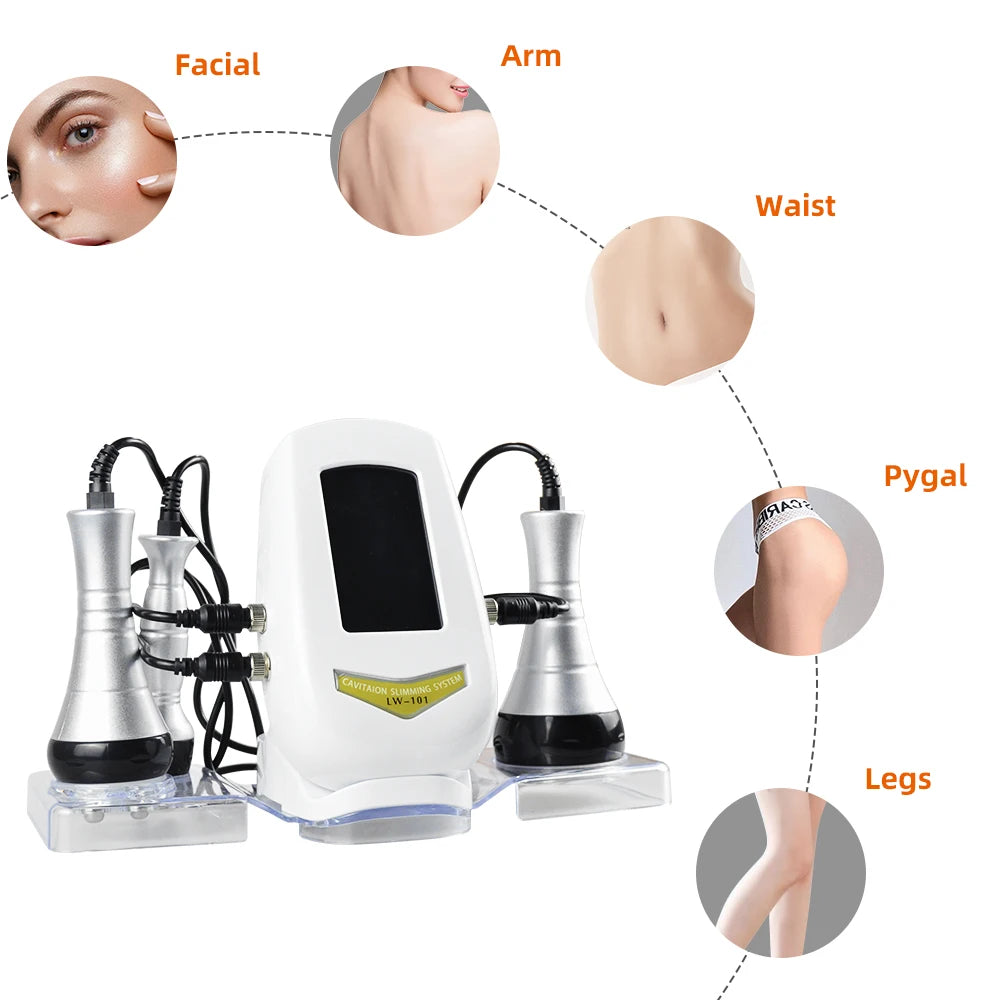 3 In 1 Beauty Body Slimming Massager, Cavitation Machine, Multi-Functional Device, for Face and Body Tightening, Lifting, Spa Skincare Tool