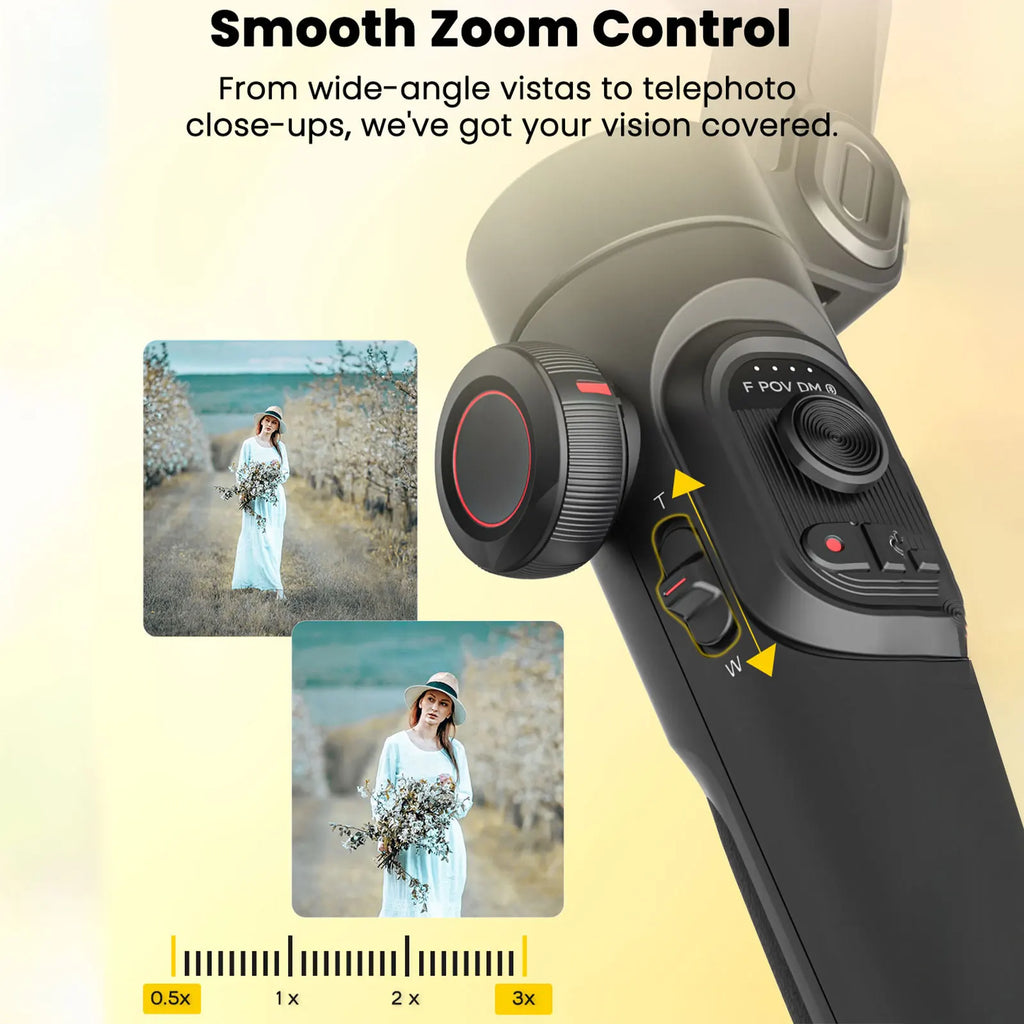 Smart AI Gimbal Stabilizer for Smartphone, AI Tracking, gesture control