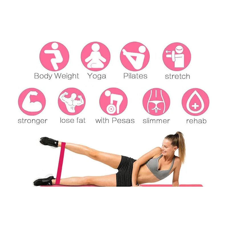 5 Piece Exercise Resistance Bands, Latex Loop Set. For Strength Training, Home and Travel