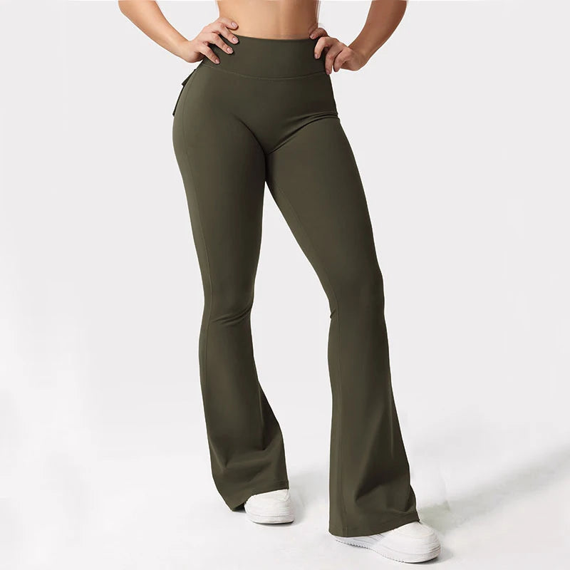 Women's Yoga Flare leggings, High-Waisted, Tummy-Control, Wide-Leg with Pockets